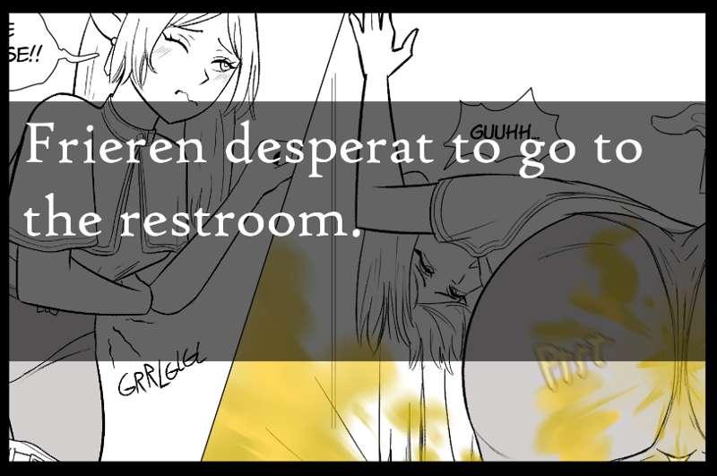 Request: Frieren desperate to go to the restroom (+ messy version)