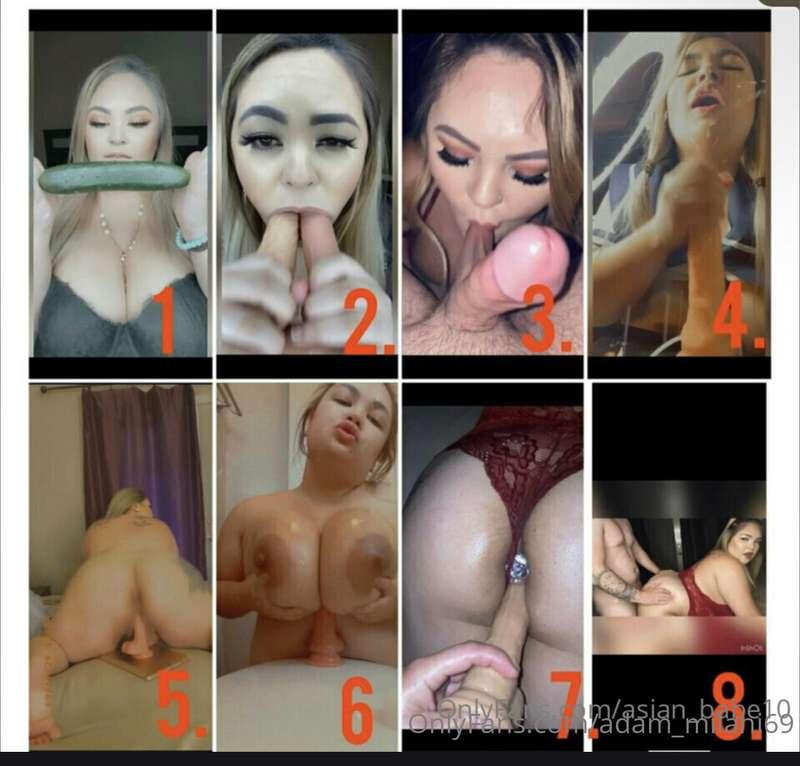 Choose a video or more ! $5 each 🔥 @asian_babe10  @adam_mila..