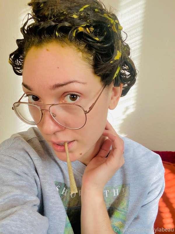 Did an avocado hair mask today with some olive oil and apple..