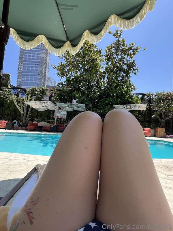 The view between my thighs is even hotter than the sun today..