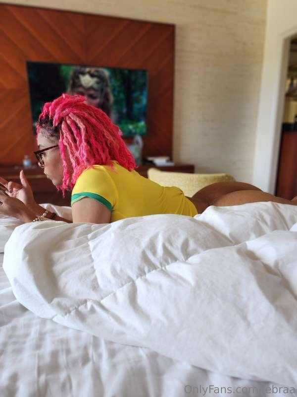 Laying on my bed, waiting for you to give me a spank 😈