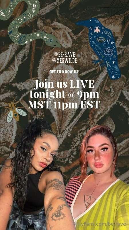 Going live with my girl @megwilde tonight!! Tune in 😛