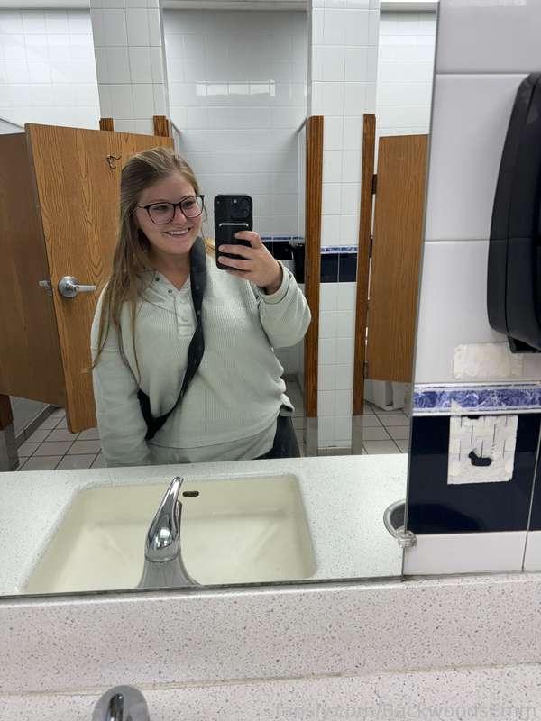 What would you do if you caught me in a public bathroom? 
 
#public #fyp #bathroom #naughty #smile #innocent 