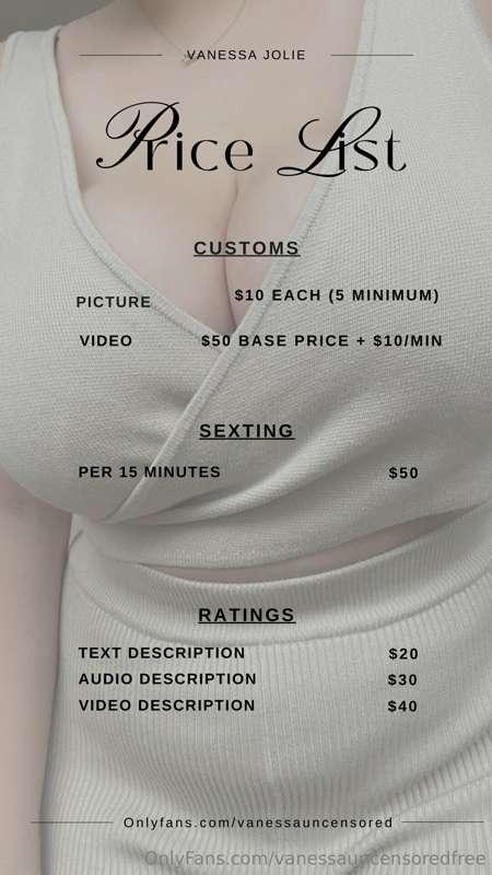 🔥✨ My updated 2023 price list ✨🔥