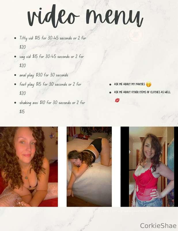 Updated menus!!!! 💜💜💜💋💋💋