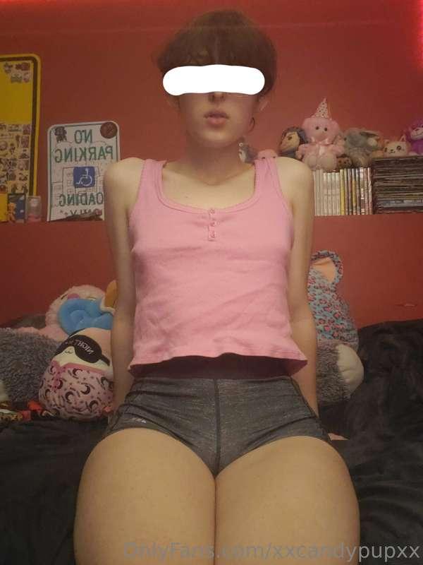 cute boy in crop top and tight athletic shorts