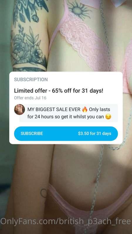 Biggest 24hour sale on my main Onlyfans! Get it whilst you c..
