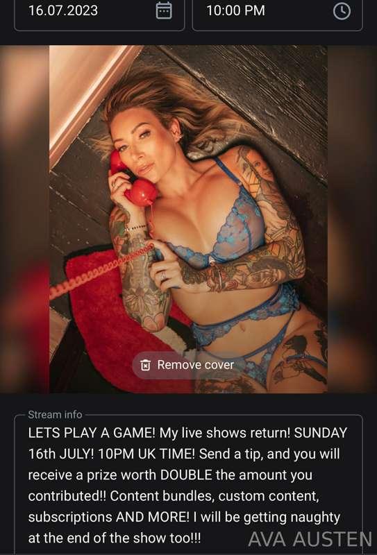 # ***LIVE SHOW SUNDAY 16th JULY 10pm UK Time***
Come & join ..
