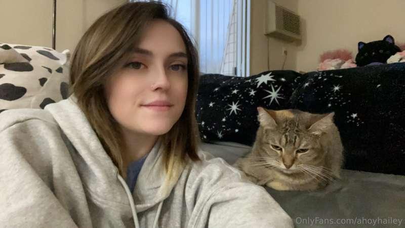 Been taking a mental health break, here’s me with my cat for..
