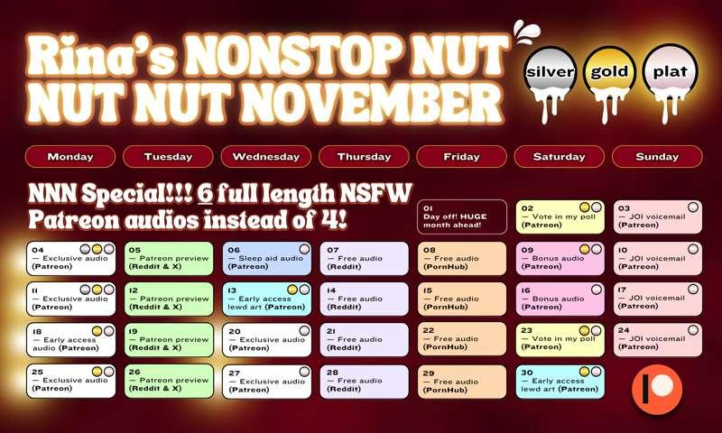 RINA'S NONSTOP NUT NUT NUT NOVEMBER SCHEDULE 💦