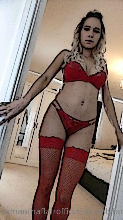 Red lingerie and stockings