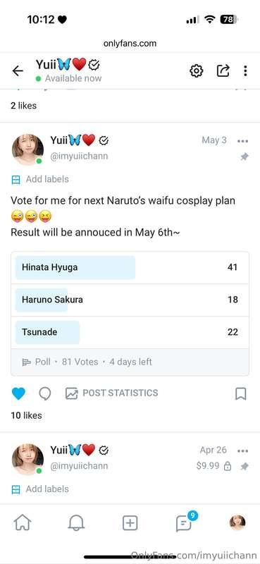 Hinata Hyuga has win the poll this time 😝😝💖💖