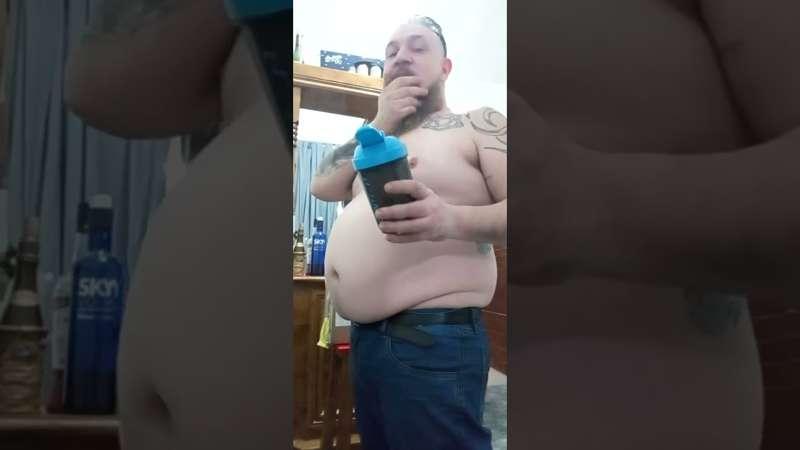 Flexing and chugging.