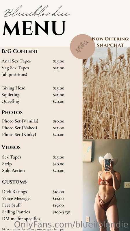 ✨ 𝕄𝔼ℕ𝕌 ✨  Snap Chat $30  (Give your @ in description)   Ever..