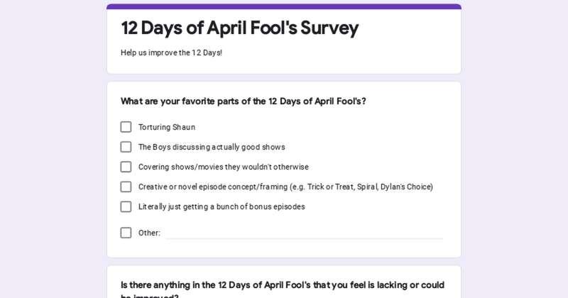 12 Days of April Fool's Survey