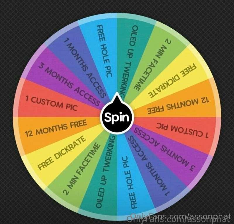 💦 *End of Summer Spin The Wheel* 💦

*1 SPIN - $6* 😈
*2 SPINS..