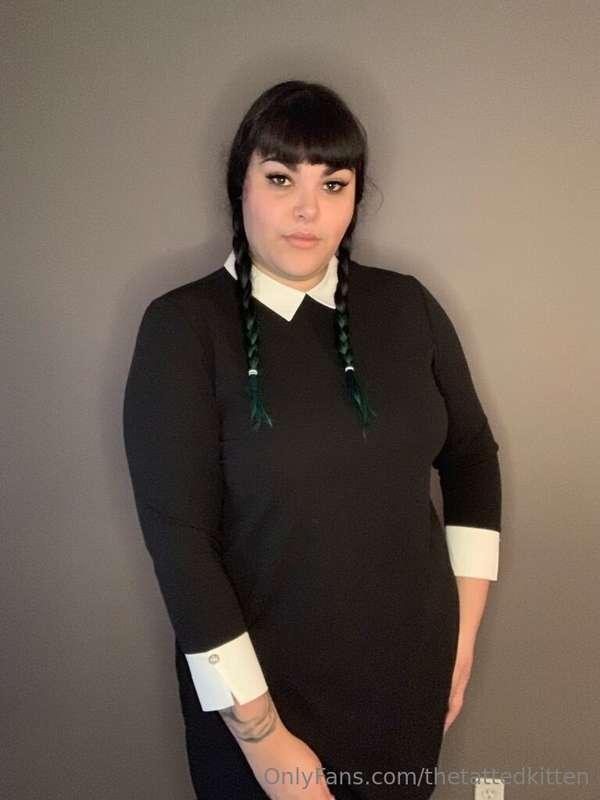My Halloween costume today, Wednesday Addams. Maybe I’ll tea..