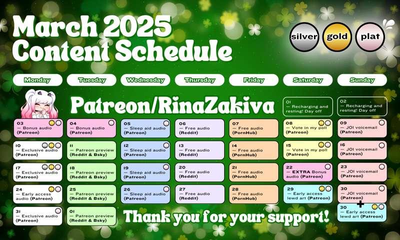 MARCH CONTENT SCHEDULE 🤍