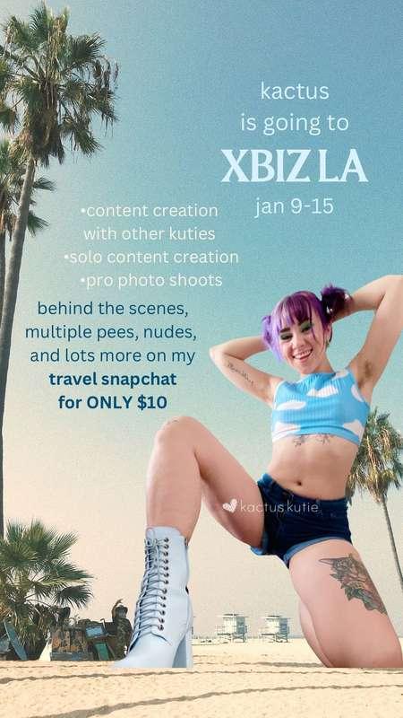 🌴 XBIZ LA 2023 SNAPCHAT 🌴
               january 9-15

get to see behind the scenes of my whole trip: pees, nudes, making xxx content with other kuties, photographing models (i’m a photographer), road trip shenanigans, and SO much more!

ONLY $10 for my travel snapchat!!!