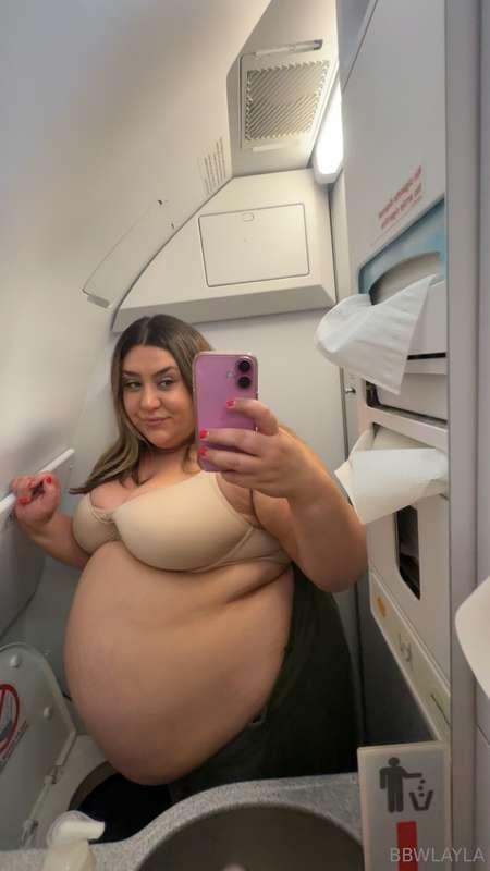 Just casually taking up the entire bathroom on the plane lol..