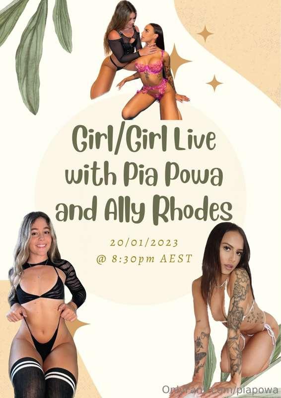 I’m going live with @allyrhodes ! This Saturday night 8:30pm..