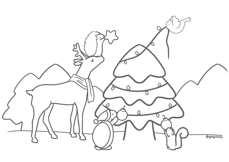 Woodland Chrimmus Colouring Sheet