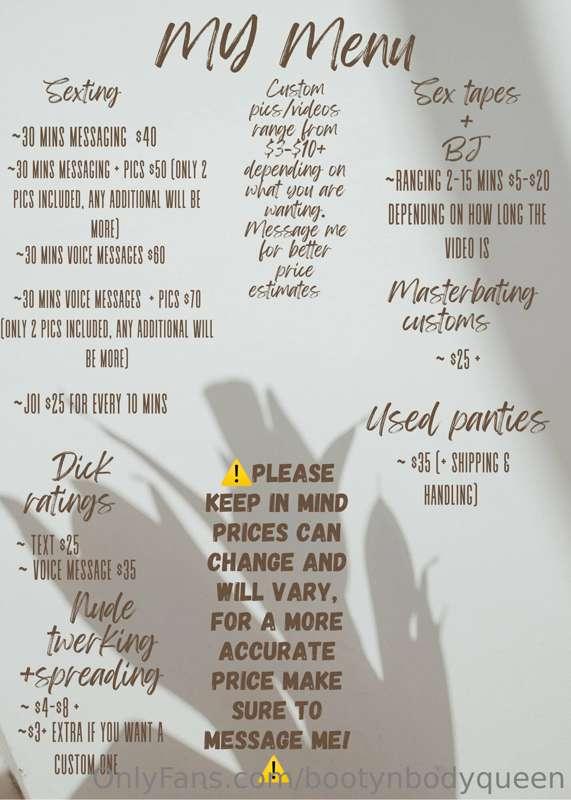 Updated menu❤️