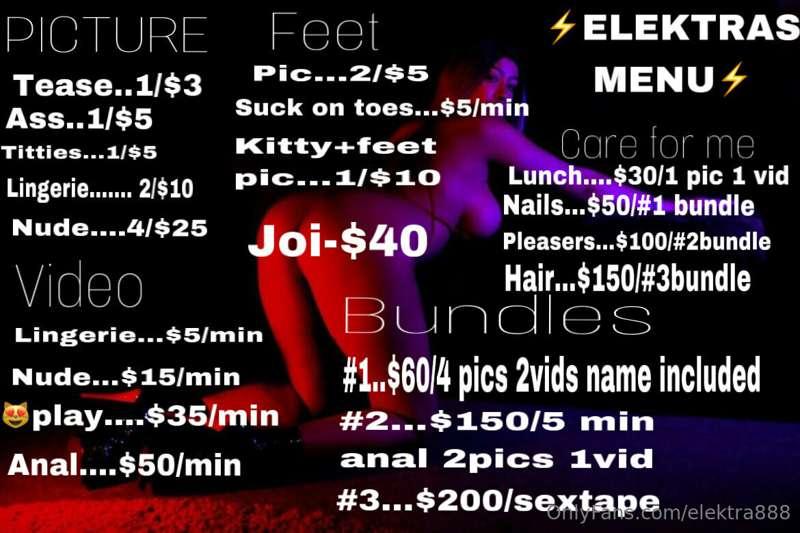 Here’s my menu lmk :)