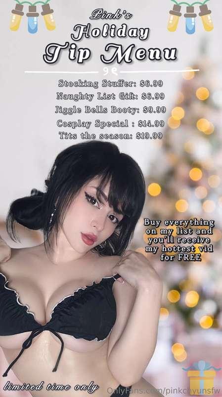𝒫𝒾𝓃𝓀'𝓈𖠰𖢔 𝑯𝒐𝒍𝒊𝒅𝒂𝒚 𝑻𝒊𝒑 𝑴𝒆𝒏𝒖 𖢔𖠰-Limited time only!-Stocking Stu..