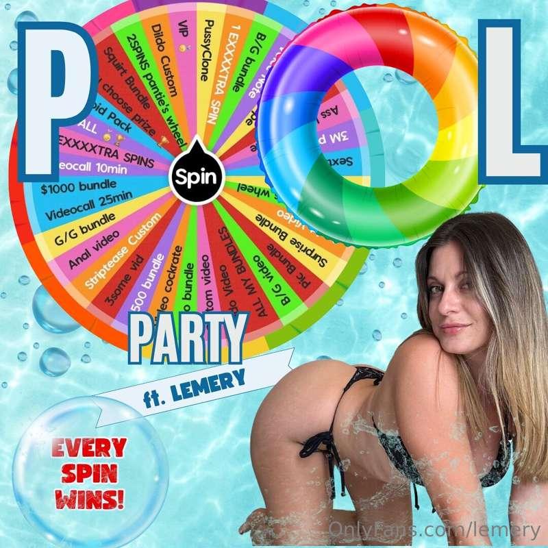 🎉🌴 POOL PARTY WHEEL 💦Pool’s open, my panties are off… and th..