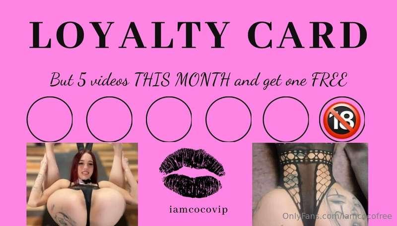 “Loyalty card: Buy 5 videos this month and get 1 FREE! Pleas..