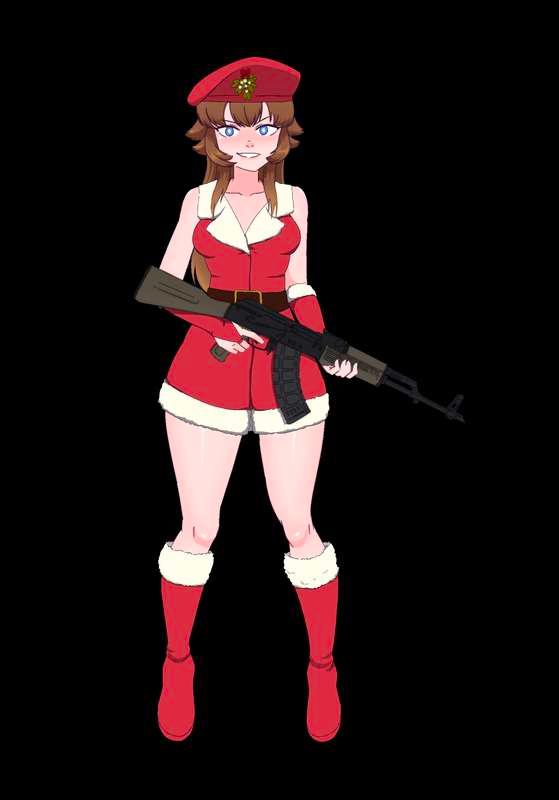 Adult vivi with old Christmas presents
