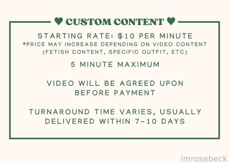 CUSTOM VIDEO INFO ❤️
CUSTOMS ARE CURRENTLY CLOSED

Occasionally I will open a limited number of custom video spots. The slots will be reserved on a first come first serve basis. I will post each month how many spots I have available, and I'll keep the post updated as spots become reserved or sell out. Please check this pinned post to see if customs are open and/or available, instead of messaging me to ask.

If customs are open and you are interested in reserving a slot, send me a message with a detailed description of what you are wanting. Just messaging me does NOT reserve your spot. If I agree to your request, I will reserve your spot and let you know the price. Payment is required up front. (If you prefer, you can pay the full amount minus $1, so I can send the custom as a $1 PPV it can be in your purchases folder.)
Please include as much info as you can when you DM me, the less we have to message back and forth about what you are wanting, the sooner your spot can be reserved. I am usually pretty kink/fetish friendly! I will not accept any customs that go against Fansly terms of service, or my own personal boundaries.