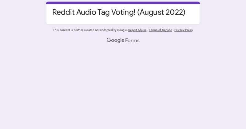 Reddit Audio Tag Voting (August 2022)!!