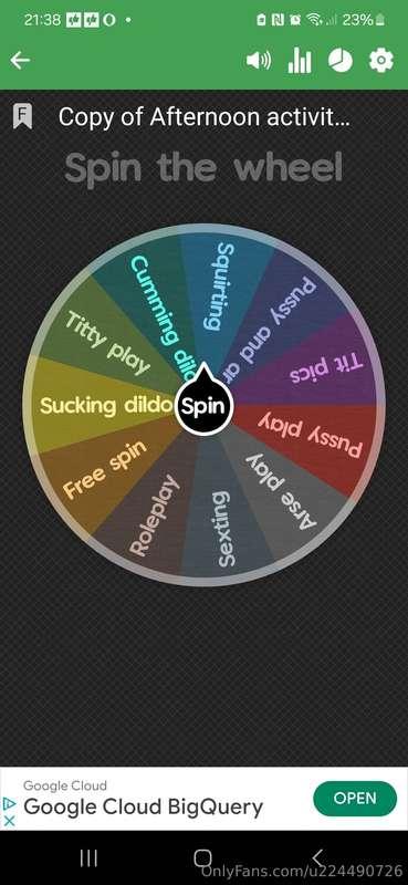 Oh baby cum spin my wheel. $5 for 2 spins, and I'll make the..
