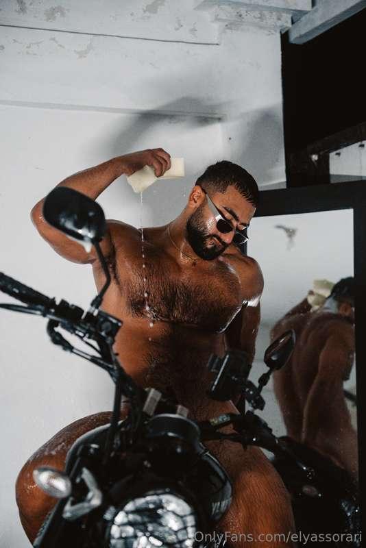My motorcycle had to be washed, so why not do it naked and h..