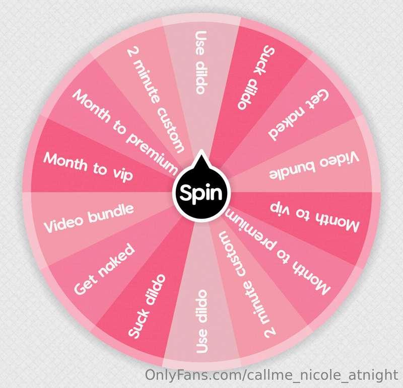 Want to spin my wheel of slutty fun?? 😈😉 💋$9= 1 spin 💋$15= 2..