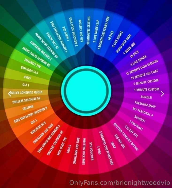 Spin the Wheel of Pleasure!! Tip $5 for 1, $10 for 3, $20 fo..