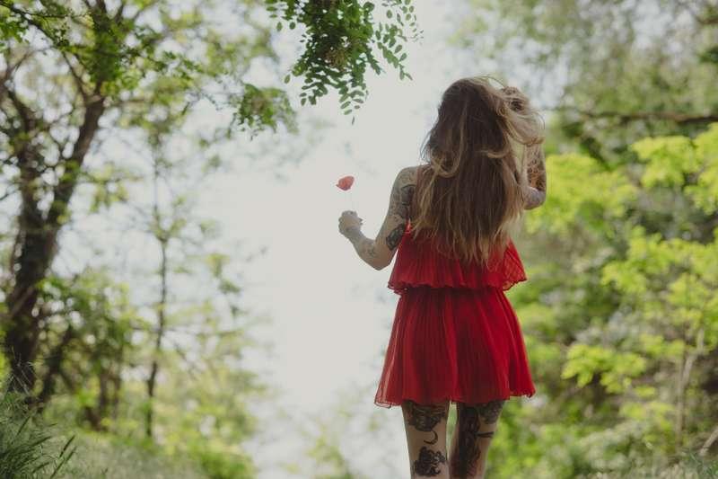 Fanny, woman in red