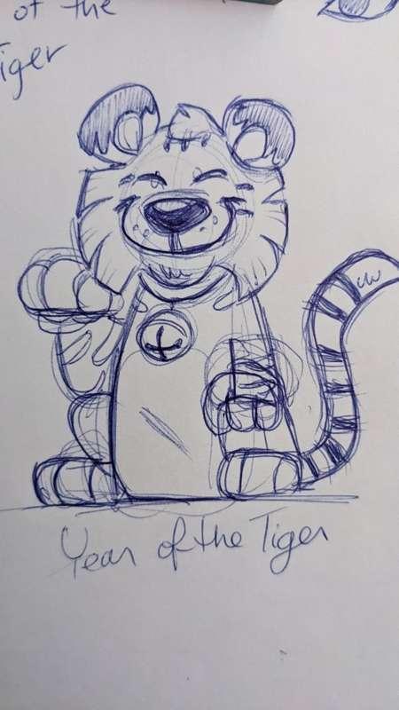 "Year of the Tiger Lucky Cat" Sketch