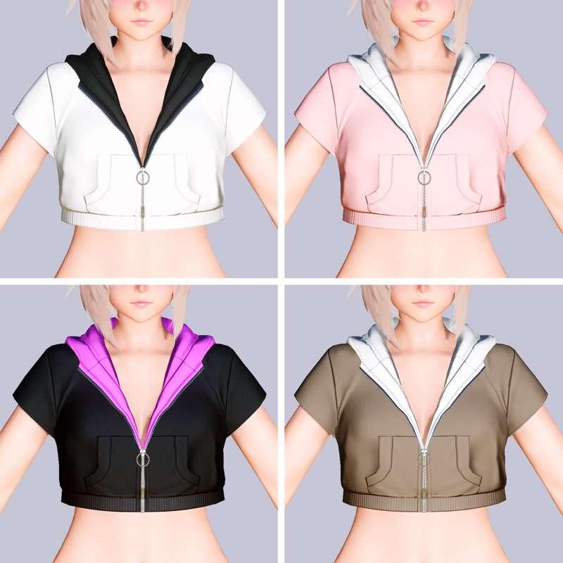 Short Sleeve Cropped Hoodie T2