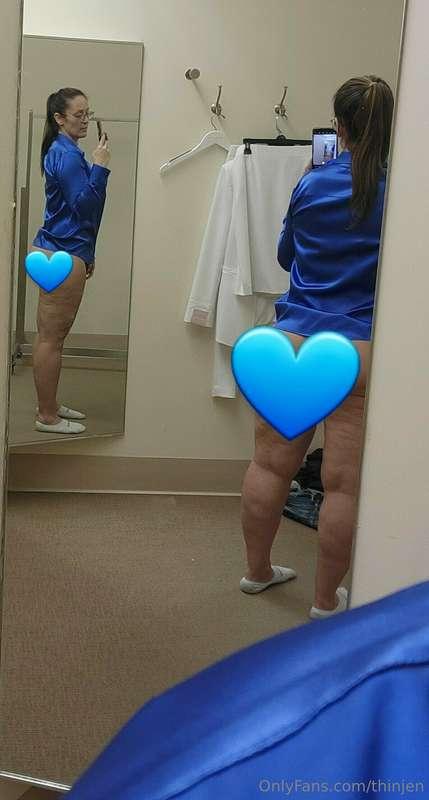 Dressing room mirror caught my from the backview AND the sid..
