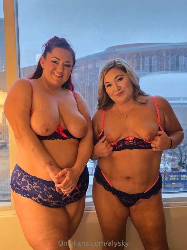 Would you prefer sucking her big tits or my little ones! 