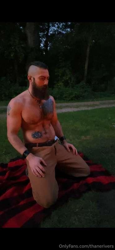 Outside by the fire…. The sun is cumming up and so will I!😈