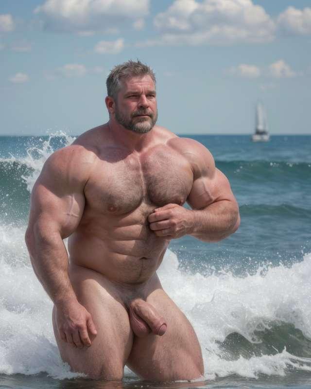 Man standing ocean