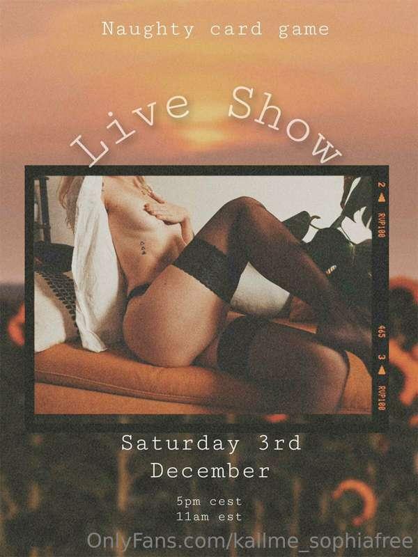 Hi. 

I’m live in a few hours. It’s gonna be so much fun. 

..
