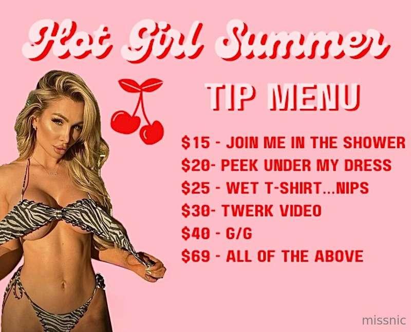 Hot Girl Summer Tip Menu 🍒