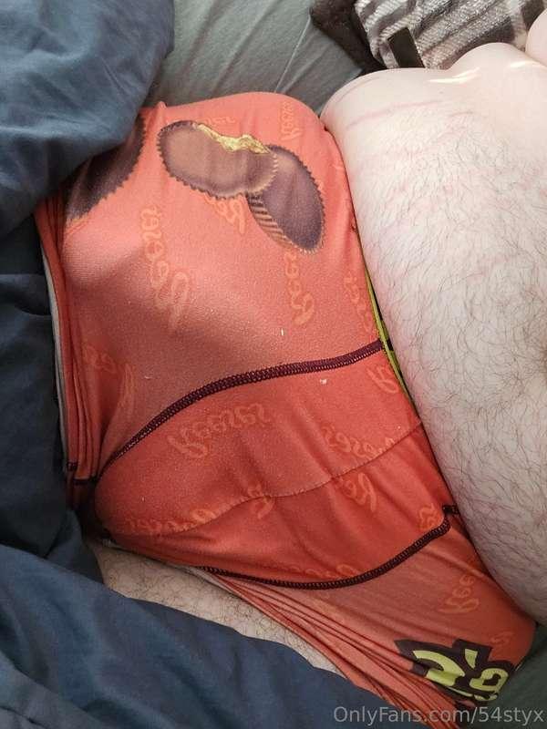Straining against the fabric, begging to be let out 😩