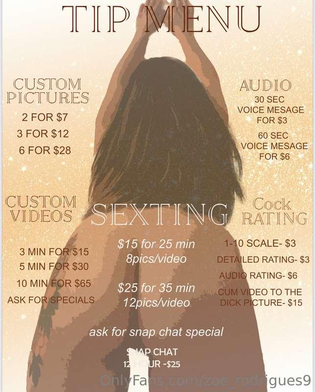 Hi babe!! This is my new tip menu. If you are a regular and ..