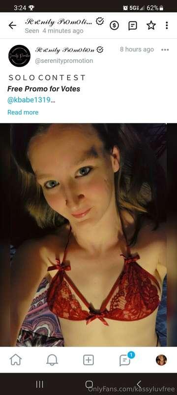 Vote for me @serenitypromotion. Show proof and get free vide..
